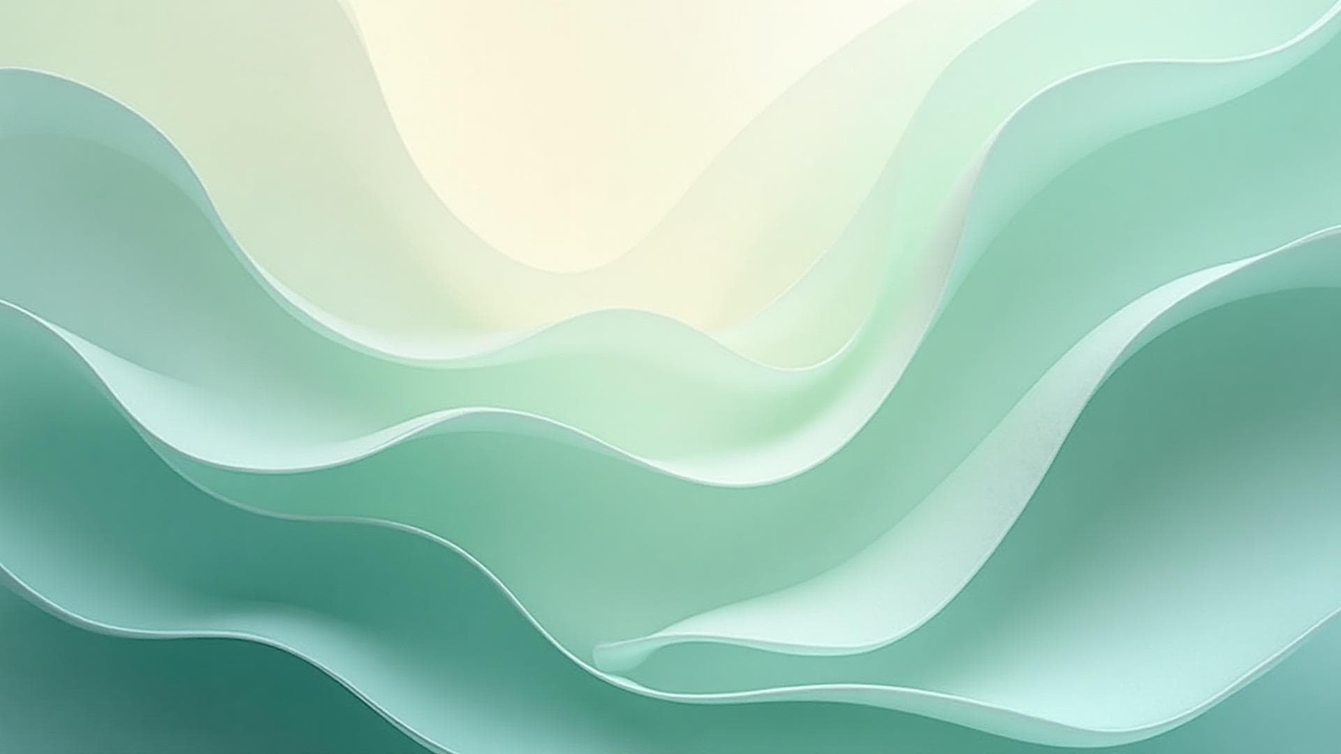 Abstract flowing shapes in soft teal and aqua tones